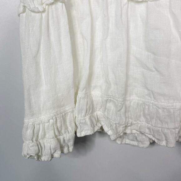 Rails Small S White Sandy Dress Tiered Ruffle Square Neck Linen Blend Mini Flowy - Picture 5 of 12